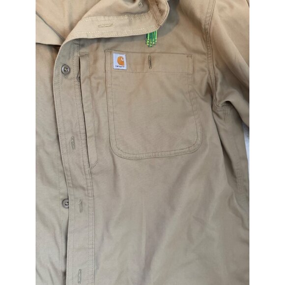 Carhartt Mens Beige Long Sleeve Button-Up Work Shirt Cotton Blend Durable.Size L - Picture 5 of 8